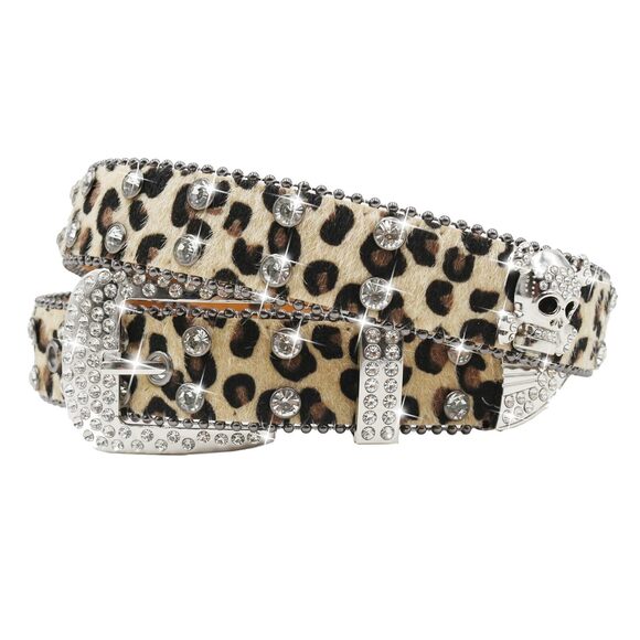 7777 Rhinestone Leopard Skull Belt Men Women Studded Punk main image 5